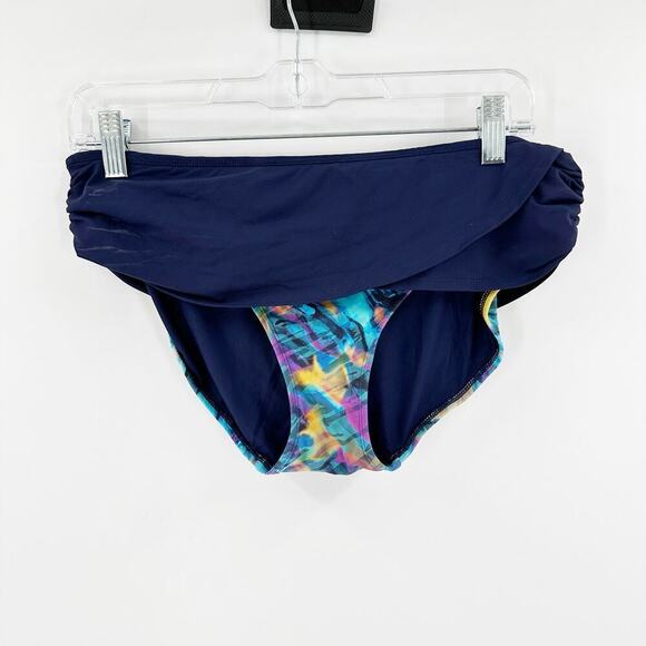 CALIA Blue Printed Full Coverage Overlap Classic Bikini Swim Bottom Size Medium - Picture 1 of 11